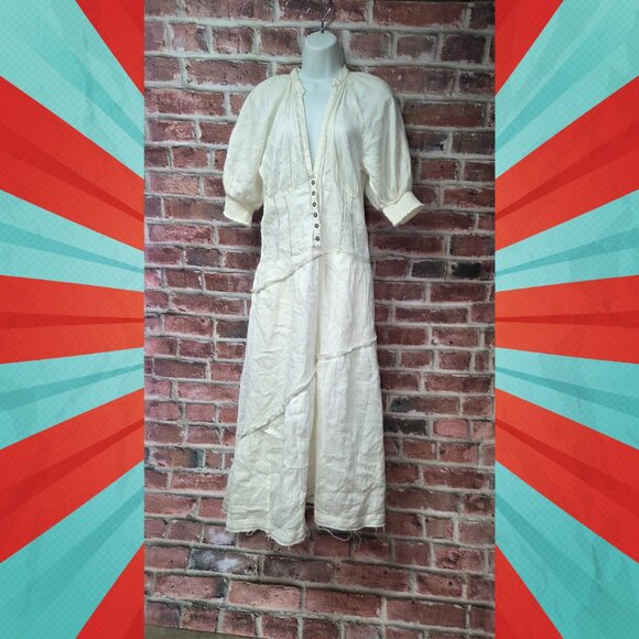 Anthropologie Dresses & Skirts - Women's I by ANTHROPOLOGIE Short Sleeves Linen Midi Dress Size Small
